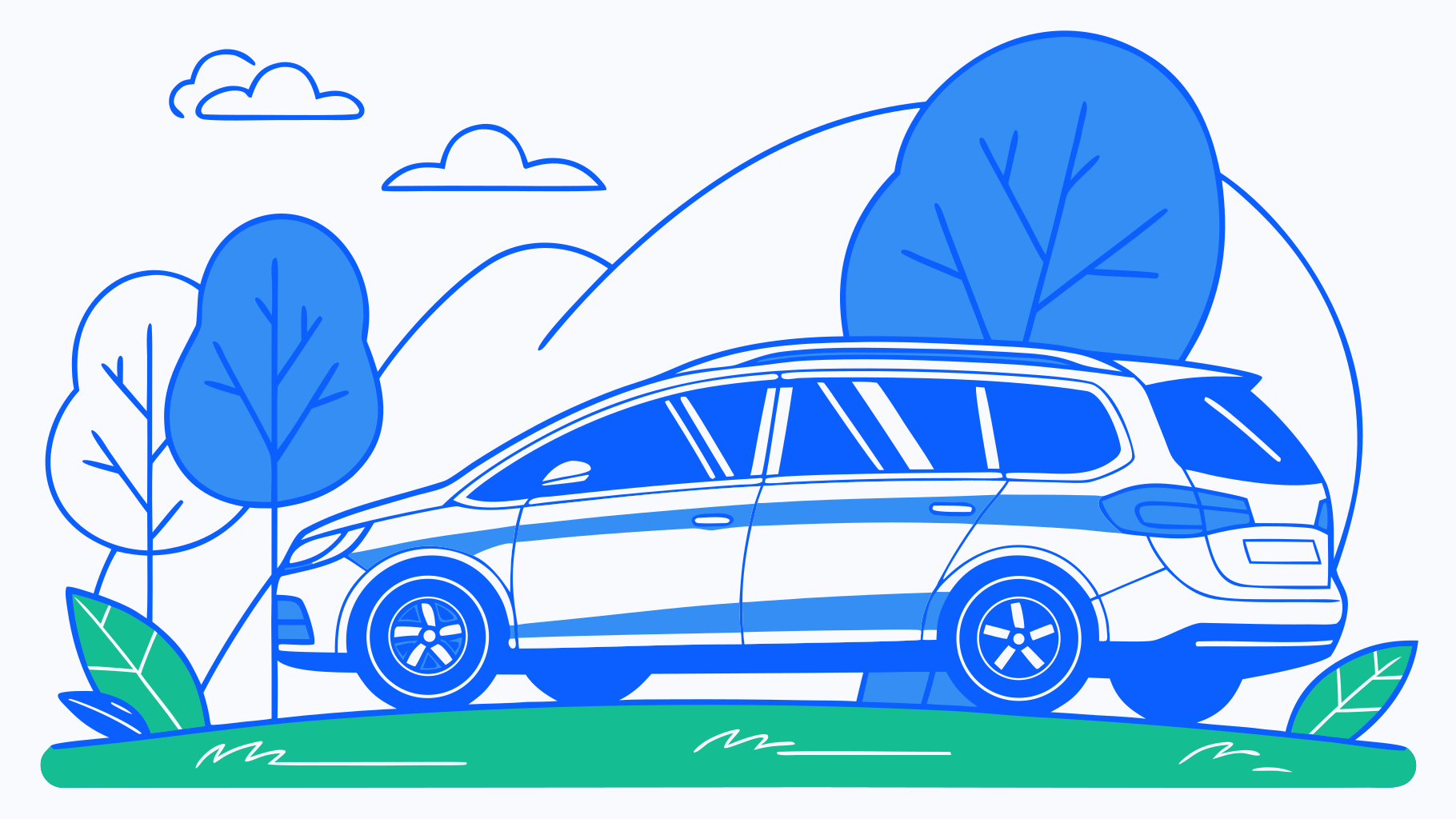 Flat illustration of a minivan